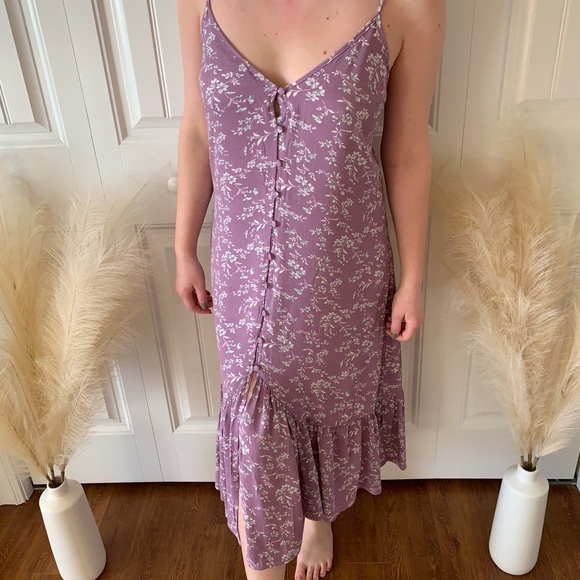 Lulus Lilac Dainty Floral Print Midi Dress - Picture 2 of 9